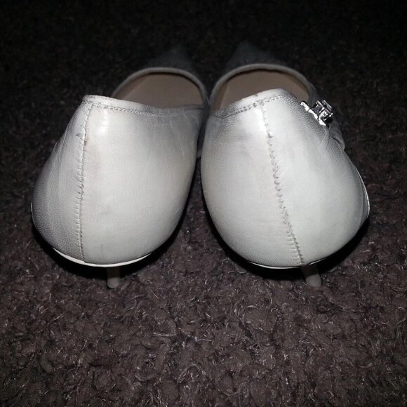 LUCA LUCA Italy-Beige Pleated Leather w/Jeweled Bow-GORGEOUS! SZ 37-Near Mint - Picture 5 of 7